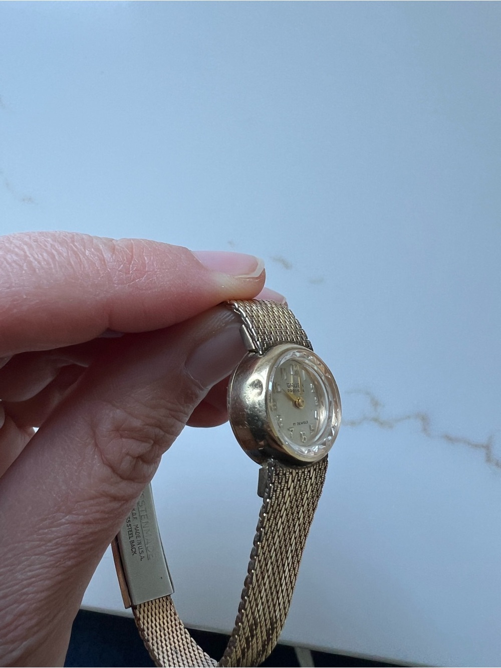 Gruen Precision Women's Gold-Tone Mesh Bracelet Watch 17 Jewel 14k - Picture 11 of 12